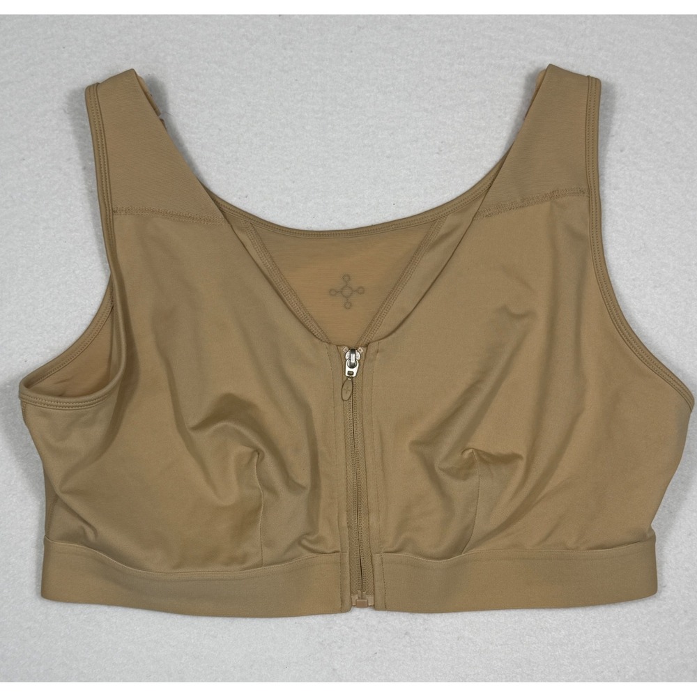 Tommie Copper Sports Bra Women 3XL Tan Front Zip Adjustable Copper Znergy 9016WR